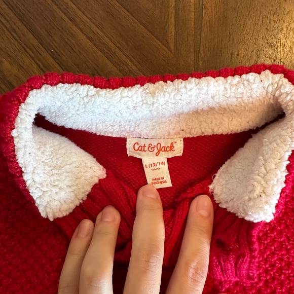 Boys red knit button up pull over holiday Christmas sweater - Picture 2 of 3